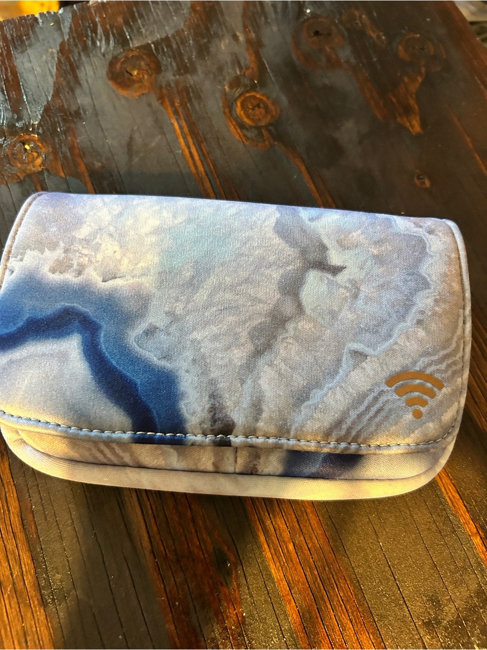 Women's Blue Marble Travel Case - Unbranded RFDI protected